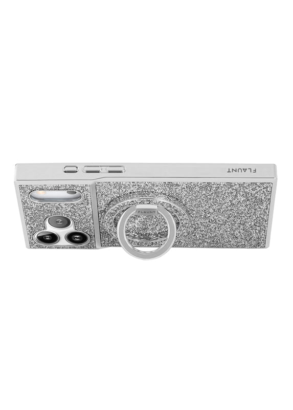 Silver Crystal Elegance Premium Metallic MagSafe Phone Ring Stand (Works with MagSafe Cases Only)