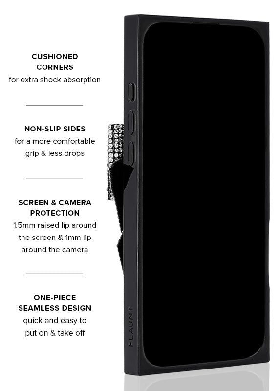 Elite Collection - SQUARE® Black Velvet Bow Brilliance iPhone Case (Not MagSafe Compatible)