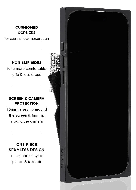 Elite Collection - SQUARE® Black Velvet Bow Brilliance iPhone Case (Not MagSafe Compatible)