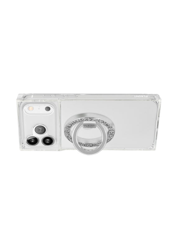 Silver Crystal Elegance Premium Metallic MagSafe Phone Ring Stand (Works with MagSafe Cases Only)