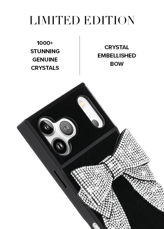 Elite Collection - SQUARE® Black Velvet Bow Brilliance iPhone Case (Not MagSafe Compatible)