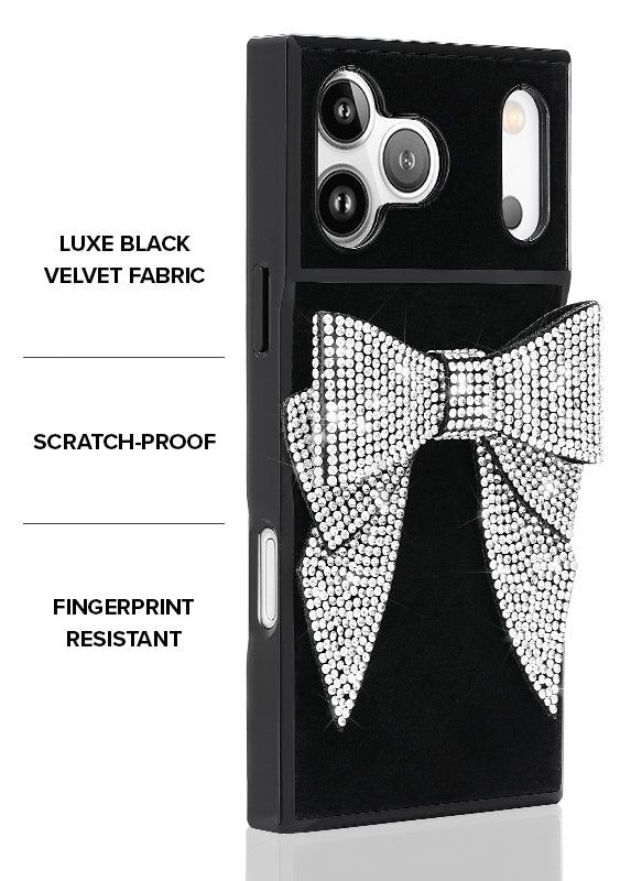 Elite Collection - SQUARE® Black Velvet Bow Brilliance iPhone Case (Not MagSafe Compatible)