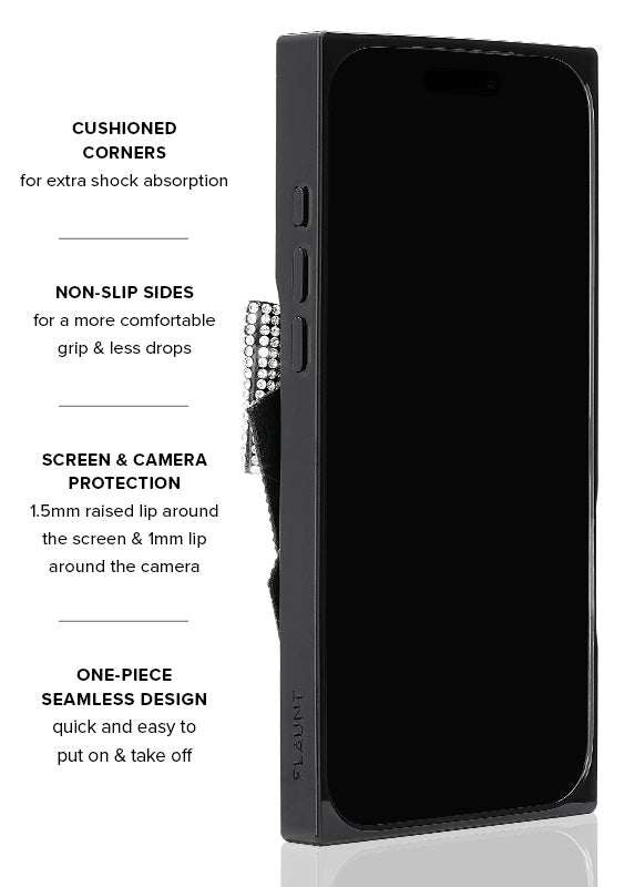 Elite Collection - SQUARE® Black Velvet Bow Brilliance iPhone Case (Not MagSafe Compatible)